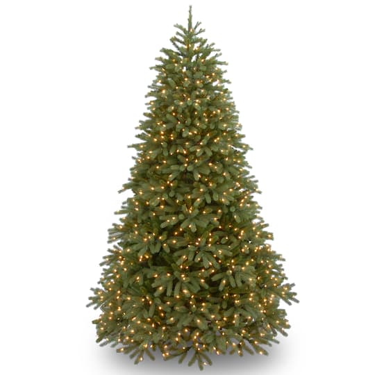 7.5 Ft Pre-Lit Feel Real® Jersey Fraser Fir Medium Hinged Artificial Christmas Tree, Clear Lights By National Tree Company in Green | Michaels®